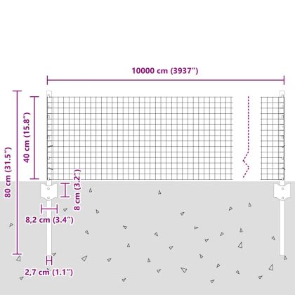 Ограда с пост Сребрист 0,4 x 100 м Стомана