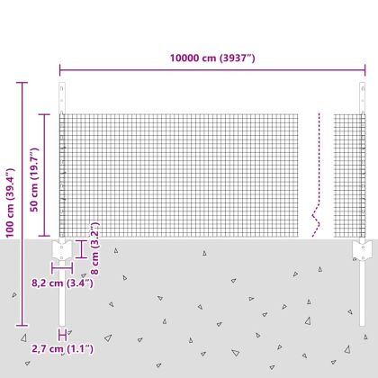 Ограда с пост Сребрист 0,5 x 100 м Стомана