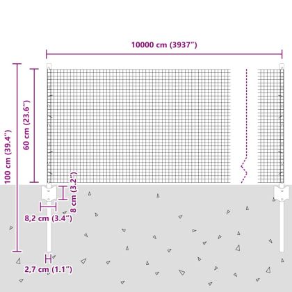 Ограда с пост Сребрист 0,6 x 100 м Стомана