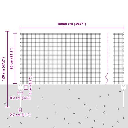 Ограда с пост Сребрист 0,8 x 100 м Стомана