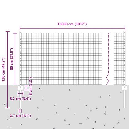 Ограда с пост Сребрист 0,8 x 100 м Стомана