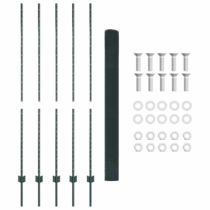 Ограда с пост Зелен 1,6 x 10 m Стомана и PVC