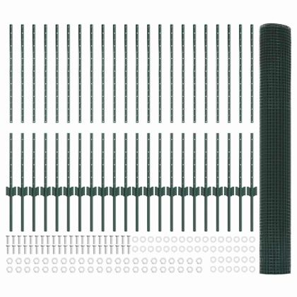 Ограда с пост Зелен 1 x 50 m Стомана и PVC