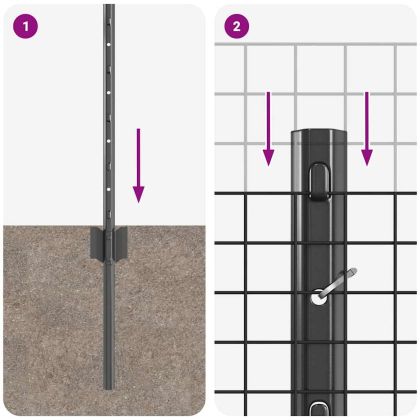Ограда с пост Сив 0,5 x 10 м Стомана