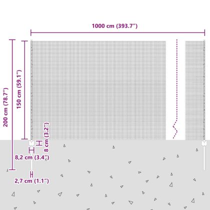 Ограда с пост Сив 1,5 x 10 m Стомана и PVC