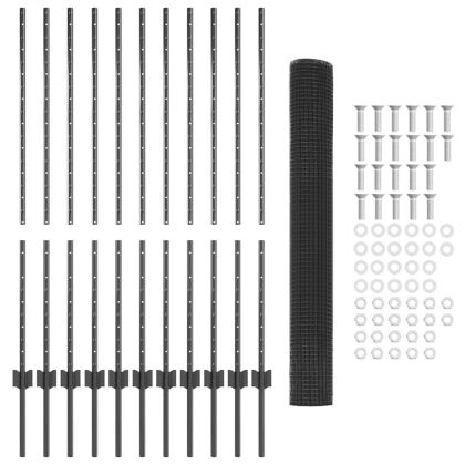Ограда с пост Сив 1,2 x 25 m Стомана и PVC