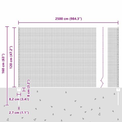 Ограда с пост Сив 1,2 x 25 m Стомана и PVC