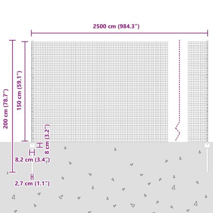 Ограда с пост Сив 1,5 x 25 m Стомана