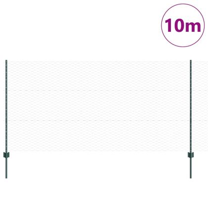 Ограда с пост Зелен 1,2 x 10 m Стомана и PVC