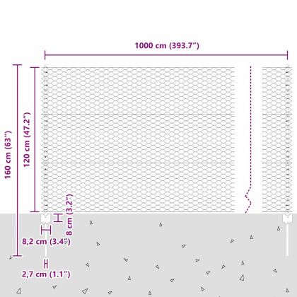 Ограда с пост Зелен 1,2 x 10 m Стомана и PVC