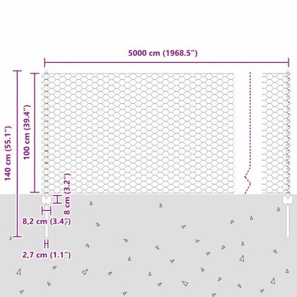 Ограда с пост Зелен 1 x 50 m Стомана и PVC
