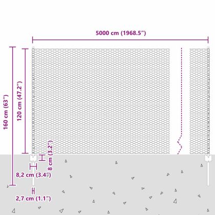 Ограда с пост Зелен 1,2 x 50 m Стомана и PVC