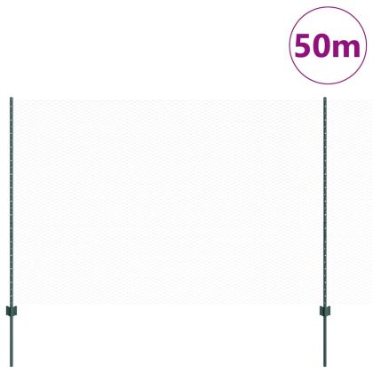 Ограда с пост Зелен 1,5 x 50 m Стомана и PVC