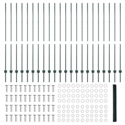 Ограда с пост Зелен 1,5 x 50 m Стомана и PVC