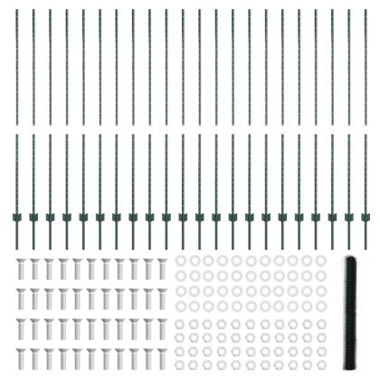 Ограда с пост Зелен 1,5 x 50 m Стомана и PVC
