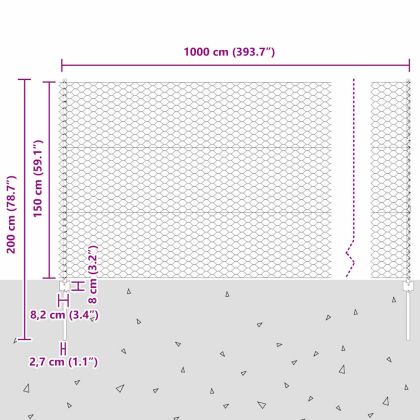 Ограда с пост Сив 1,5 x 10 m Стомана и PVC