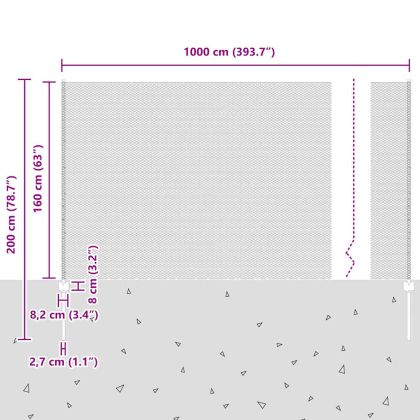 Ограда с пост Сив 1,6 x 10 m Стомана и PVC