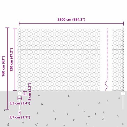 Ограда с пост Сив 1,2 x 25 m Стомана