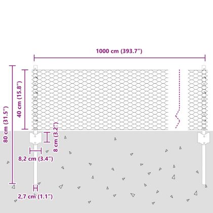 Ограда с пост Сребрист 0,4 x 10 м Стомана