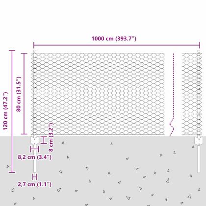 Ограда с пост Сребрист 0,8 x 10 m Стомана