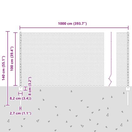 Ограда с пост Сребрист 1 x 10 m Стомана