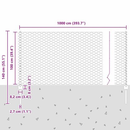 Ограда с пост Сребрист 1 x 10 m Стомана