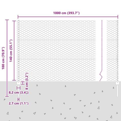 Ограда с пост Сребрист 1,4 x 10 m Стомана