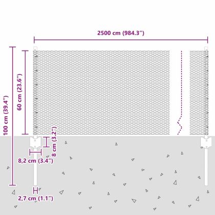 Ограда с пост Сребрист 0,6 x 25 м Стомана