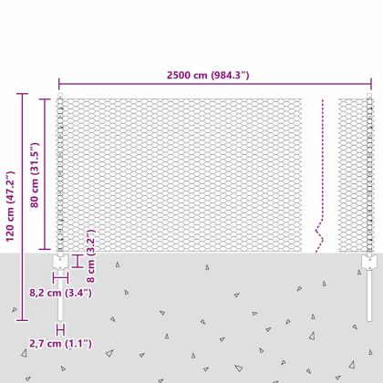 Ограда с пост Сребрист 0,8 x 25 m Стомана