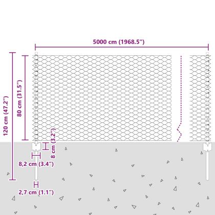 Ограда с пост Сребрист 0,8 x 50 м Стомана