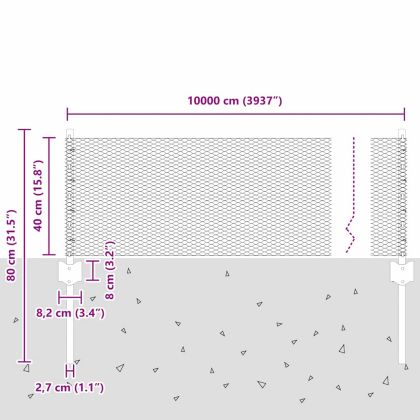 Ограда с пост Сребрист 0,4 x 100 м Стомана