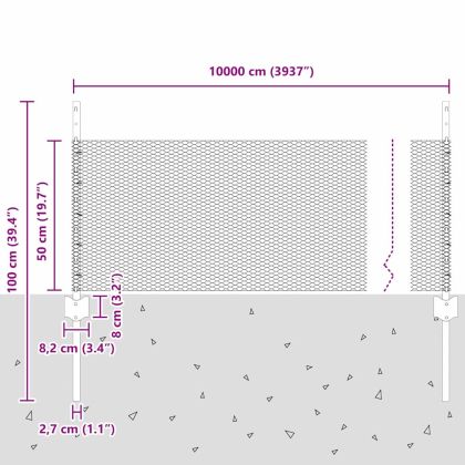 Ограда с пост Сребрист 0,5 x 100 м Стомана