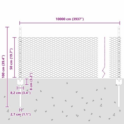 Ограда с пост Сребрист 0,5 x 100 м Стомана