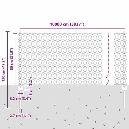Ограда с пост Сребрист 0,8 x 100 м Стомана