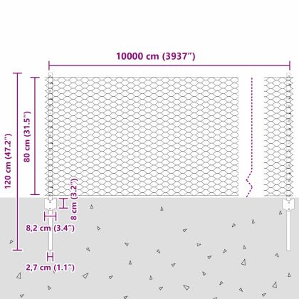 Ограда с пост Сребрист 0,8 x 100 м Стомана