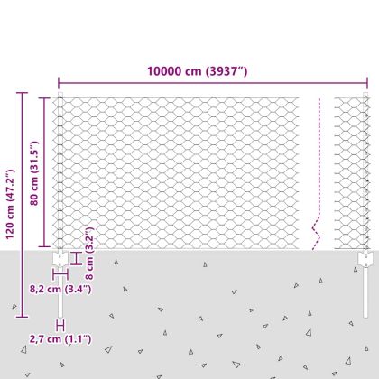 Ограда с пост Сребрист 0,8 x 100 м Стомана