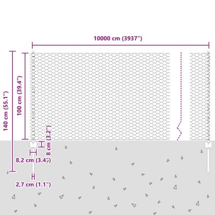 Ограда с пост Сребрист 1 x 100 m Стомана