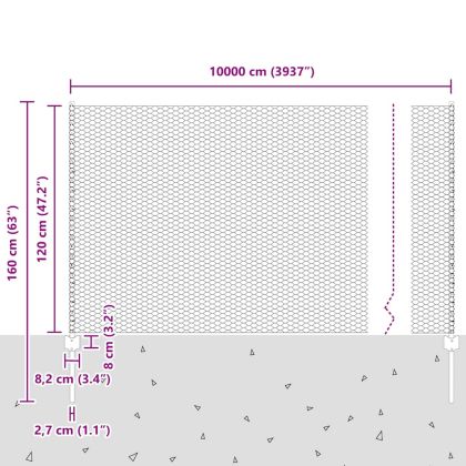 Ограда с пост Сребрист 1,2 x 100 m Стомана