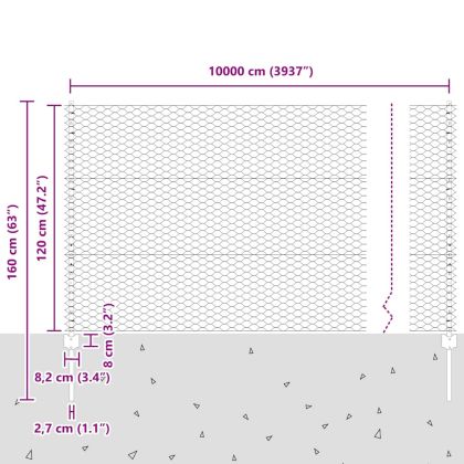 Ограда с пост Сребрист 1,2 x 100 m Стомана