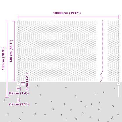 Ограда с пост Сребрист 1,4 x 100 m Стомана