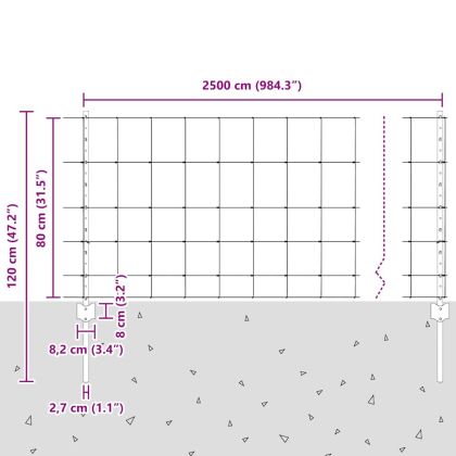 Ограда с пост Сребрист 0,8 x 25 m Стомана