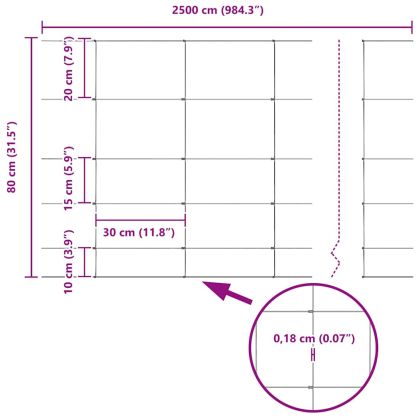 Ограда с пост Сребрист 0,8 x 25 m Стомана