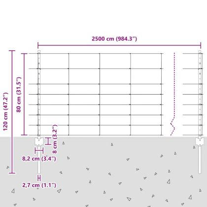 Ограда с пост Сребрист 0,8 x 25 m Стомана