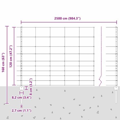 Ограда с пост Сребрист 1,2 x 25 m Стомана