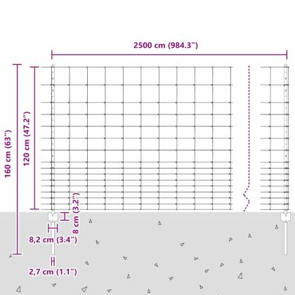 Ограда с пост Сребрист 1,2 x 25 m Стомана