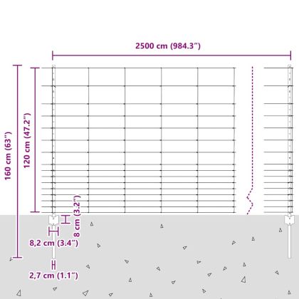 Ограда с пост Сребрист 1,2 x 25 m Стомана