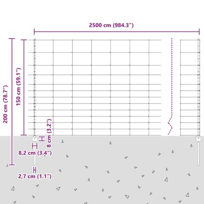 Ограда с пост Сребрист 1,5 x 25 m Стомана