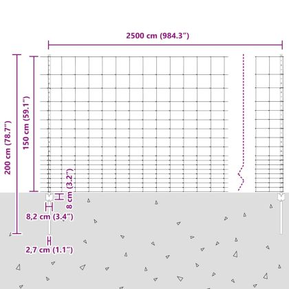 Ограда с пост Сребрист 1,5 x 25 m Стомана