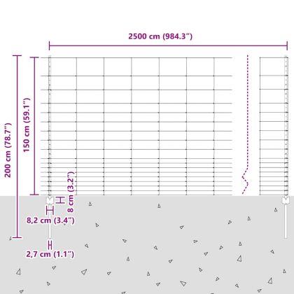 Ограда с пост Сребрист 1,5 x 25 m Стомана