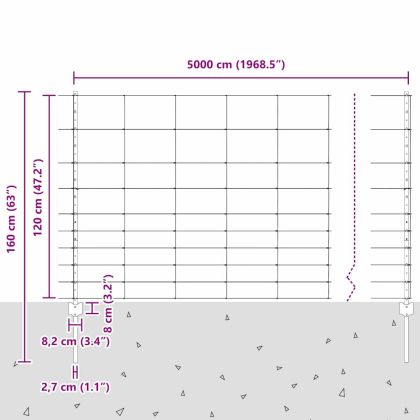 Ограда с пост Сребрист 1,2 x 50 m Стомана